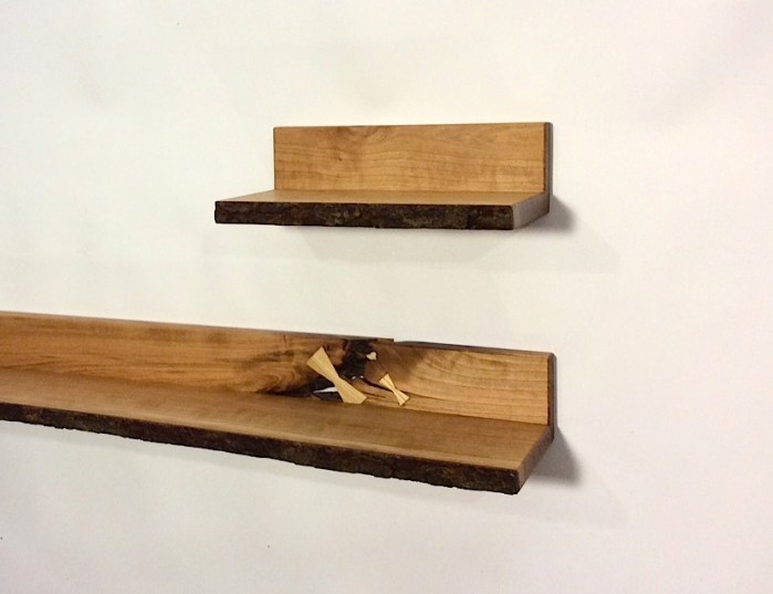 Floating Live-Edge Cherry Shelf in Two Part.