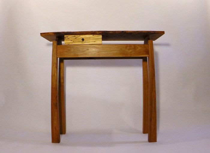 Solid cherry table with shelf and drawer. $749